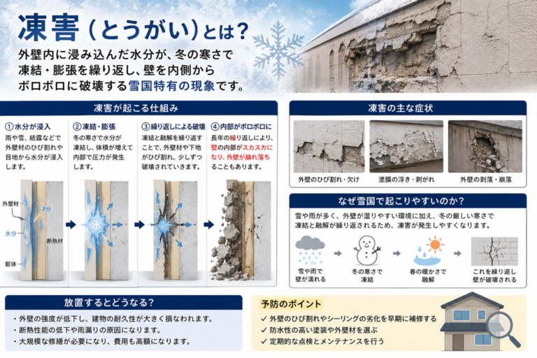 凍害（とうがい）から我が家を守る！札幌の外壁がひび割れる原因と対策【2026年最新】