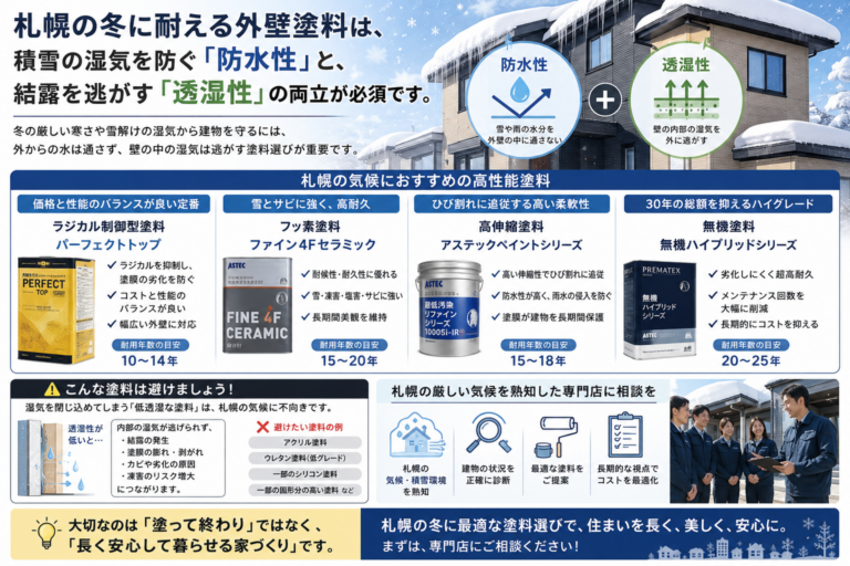 札幌の厳しい冬に耐える！寒冷地仕様のおすすめ外壁塗料5選【2026年最新】