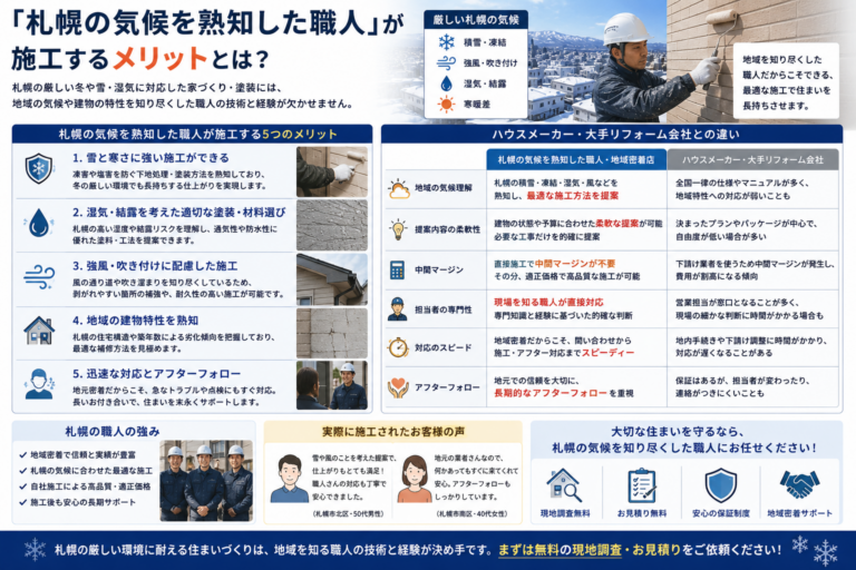 「札幌の気候を熟知した職人」が施工するメリットと、ハウスメーカーとの違い【2026年最新】