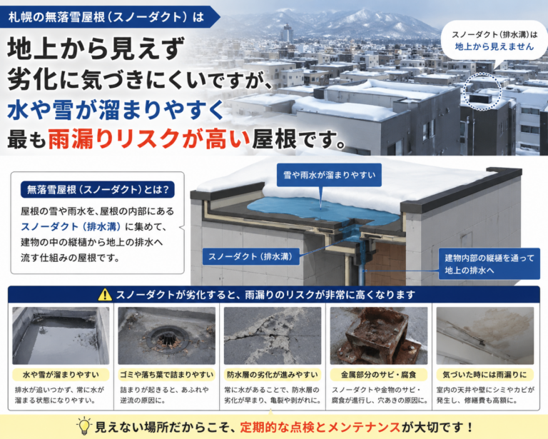 雪国の屋根を守る！札幌で「無落雪屋根（スノーダクト）」の塗装が必要なサイン【2026年最新】