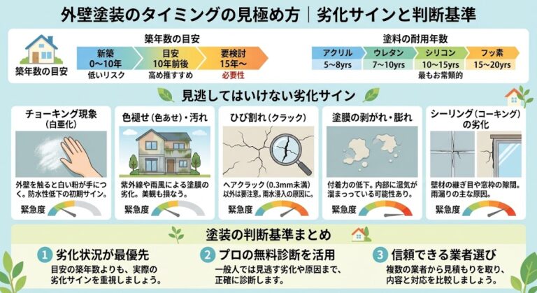 外壁塗装のタイミングの見極め方｜劣化サインと判断基準