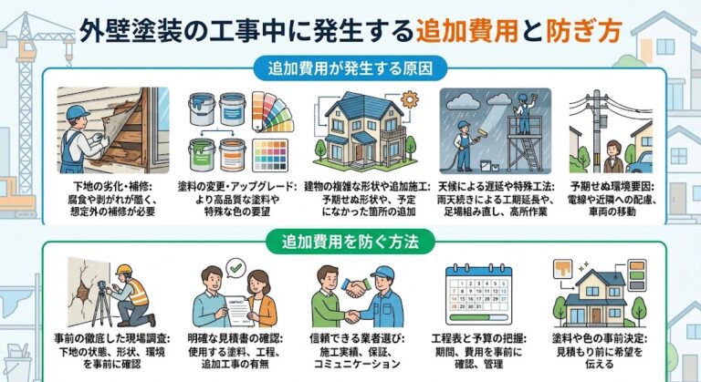 外壁塗装の工事中に発生する追加費用と防ぎ方